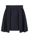 Elisabetta Franchi Blue Virgin Wool Long Skirt