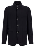 ZEGNA Blue Cashmere Full-Length Jacket