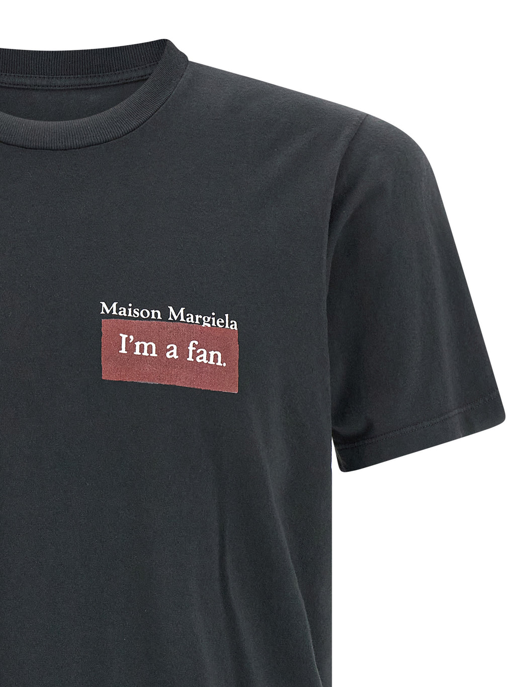 Camiseta de algodón negra Maison Margiela