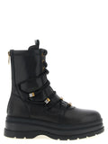 PINKO Black Cowhide Lace-Up Boots
