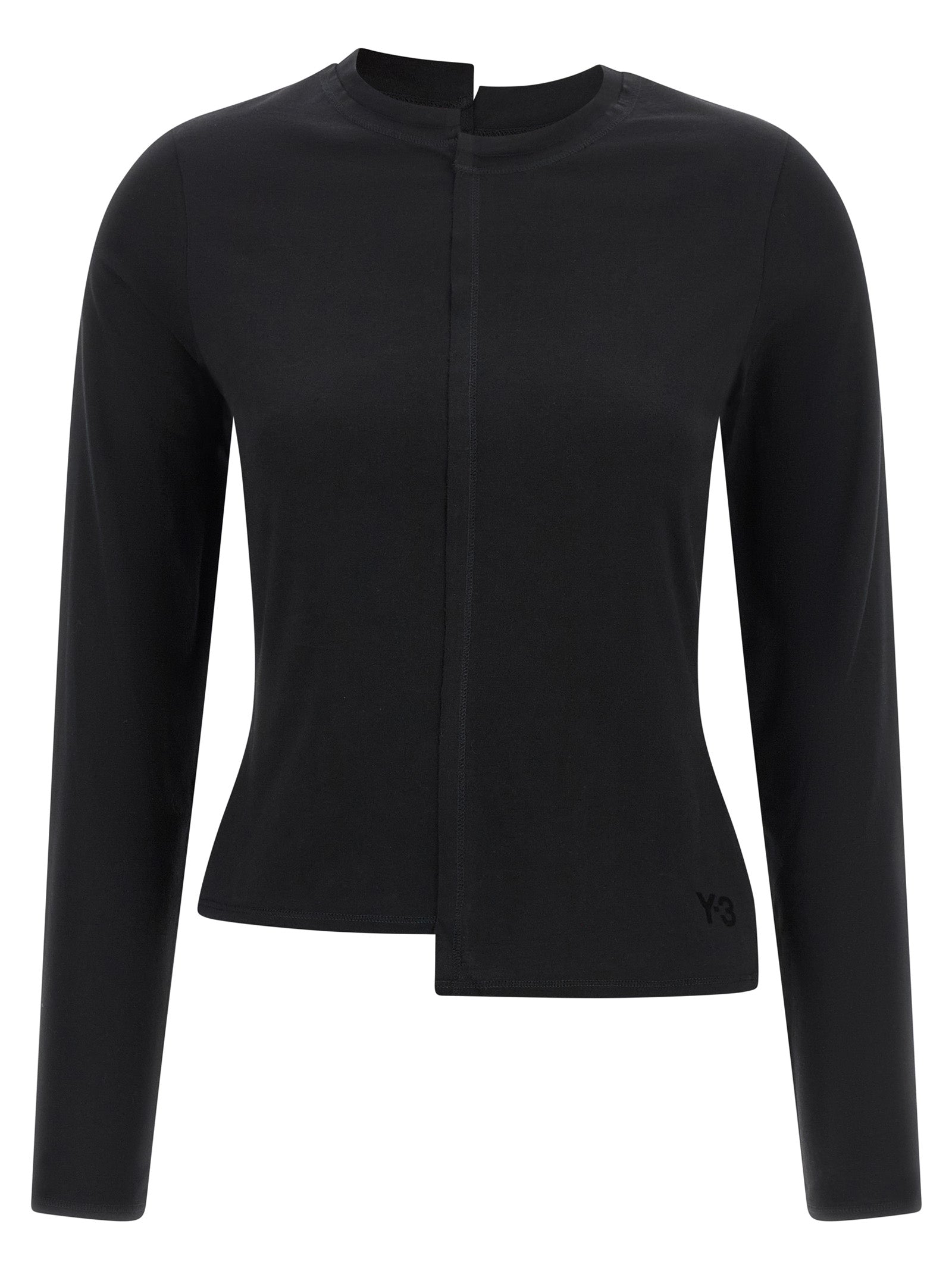 Y-3 Black Cotton Long Sleeve T-Shirt