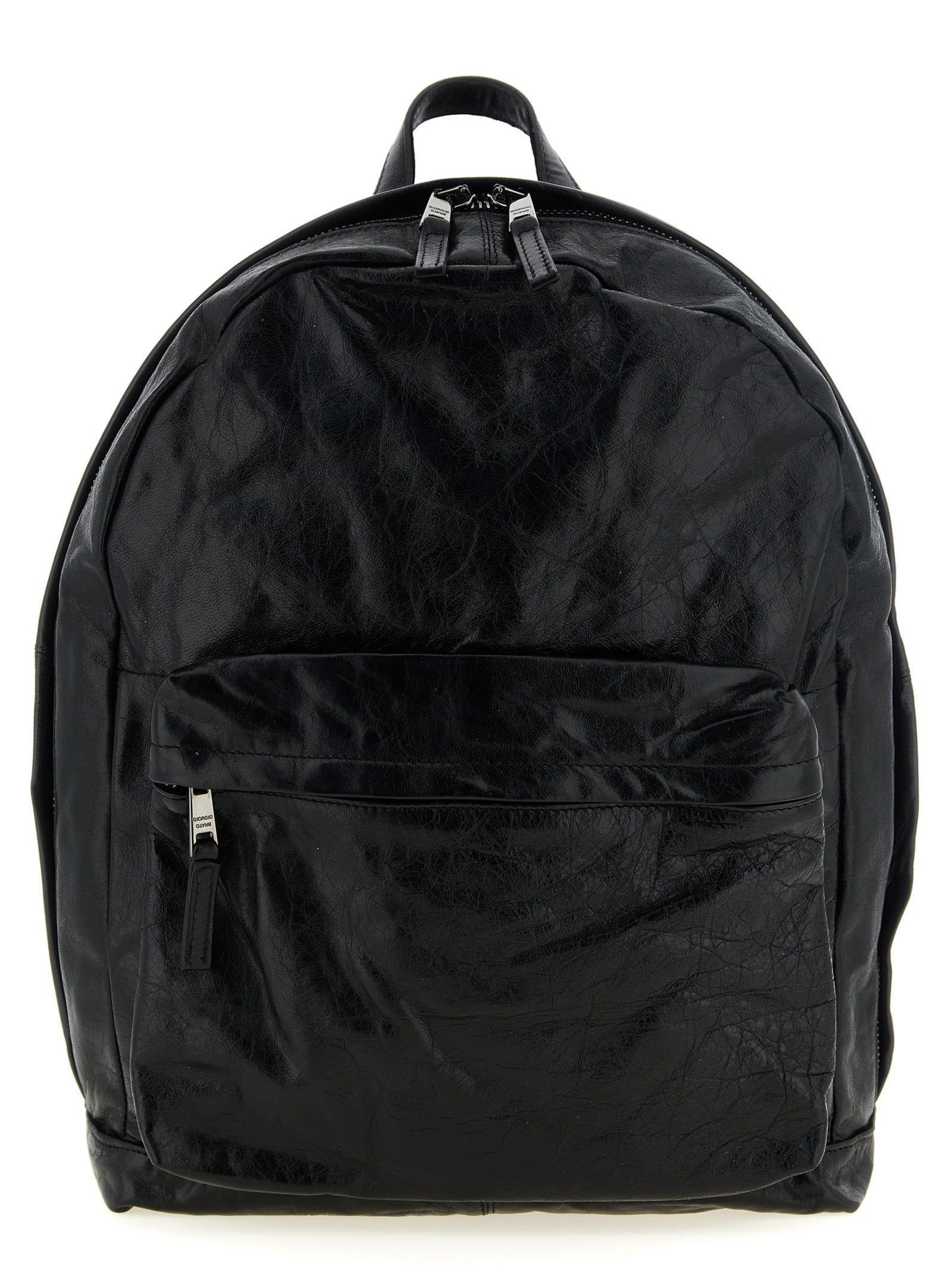 GIORGIO BRATO Black Lamb Leather Backpack