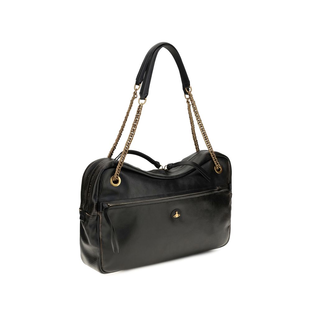 Sac bandoulière Vivienne Westwood en cuir de veau noir Bos Taurus
