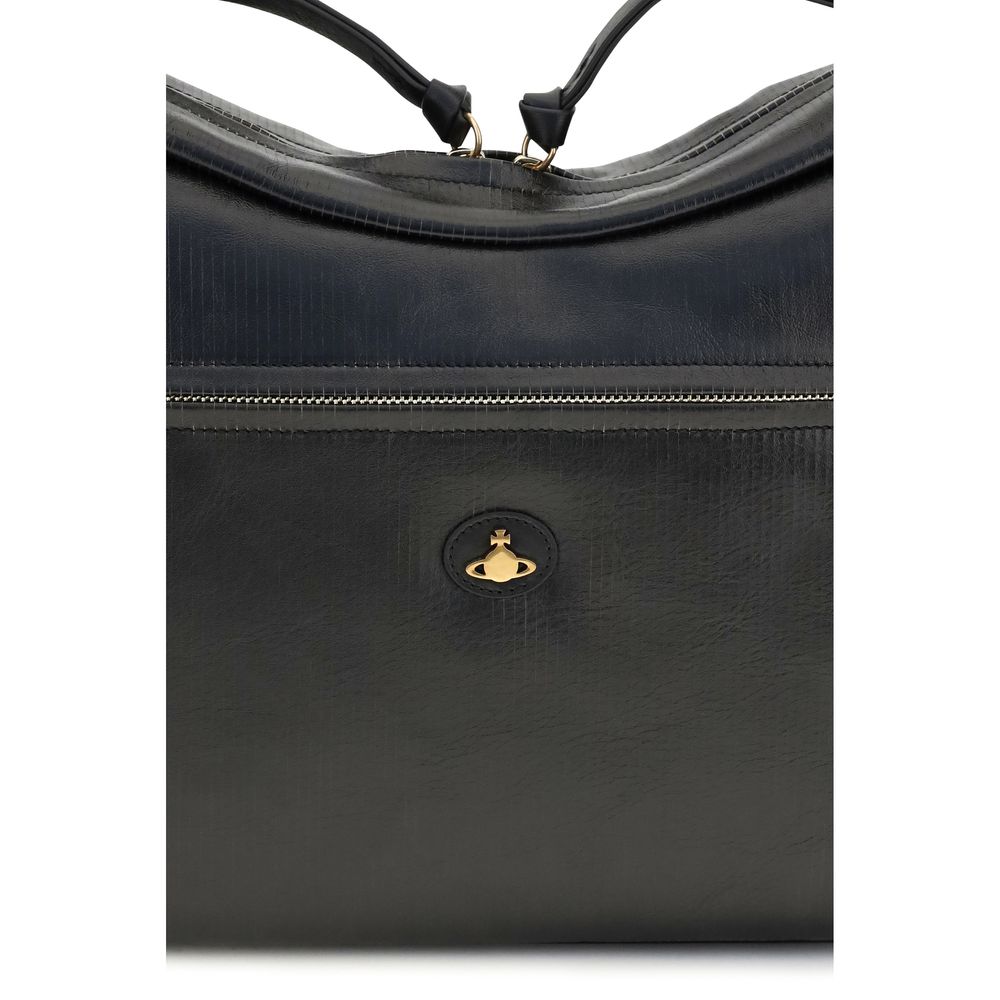Sac bandoulière Vivienne Westwood en cuir de veau noir Bos Taurus