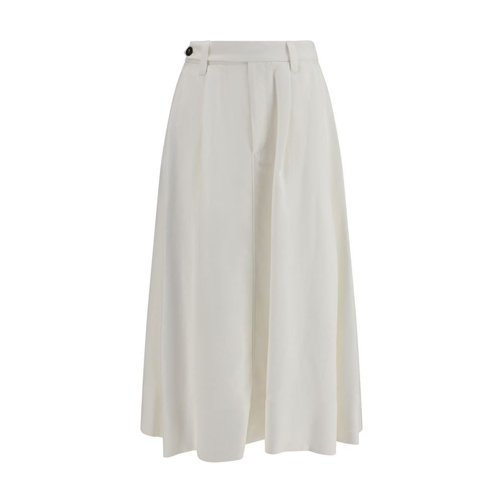 Falda Larga de Viscosa Blanca Brunello Cucinelli