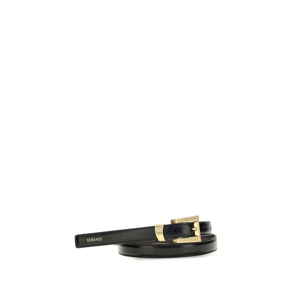 Ceinture Classique en Cuir de Veau Noir Versace