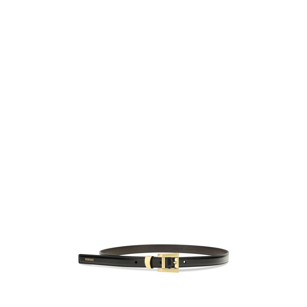 Ceinture Classique en Cuir de Veau Noir Versace
