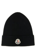 Moncler Black Virgin Wool Beanie