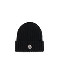 Moncler Black Wool Oves Aries Beanie