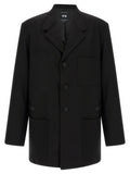 Y-3 Black Wool Full-Length Jacket