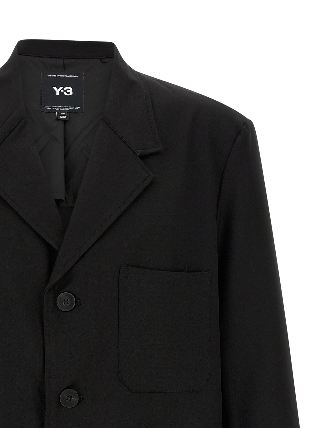 Y-3 Black Wool Full-Length Jacket