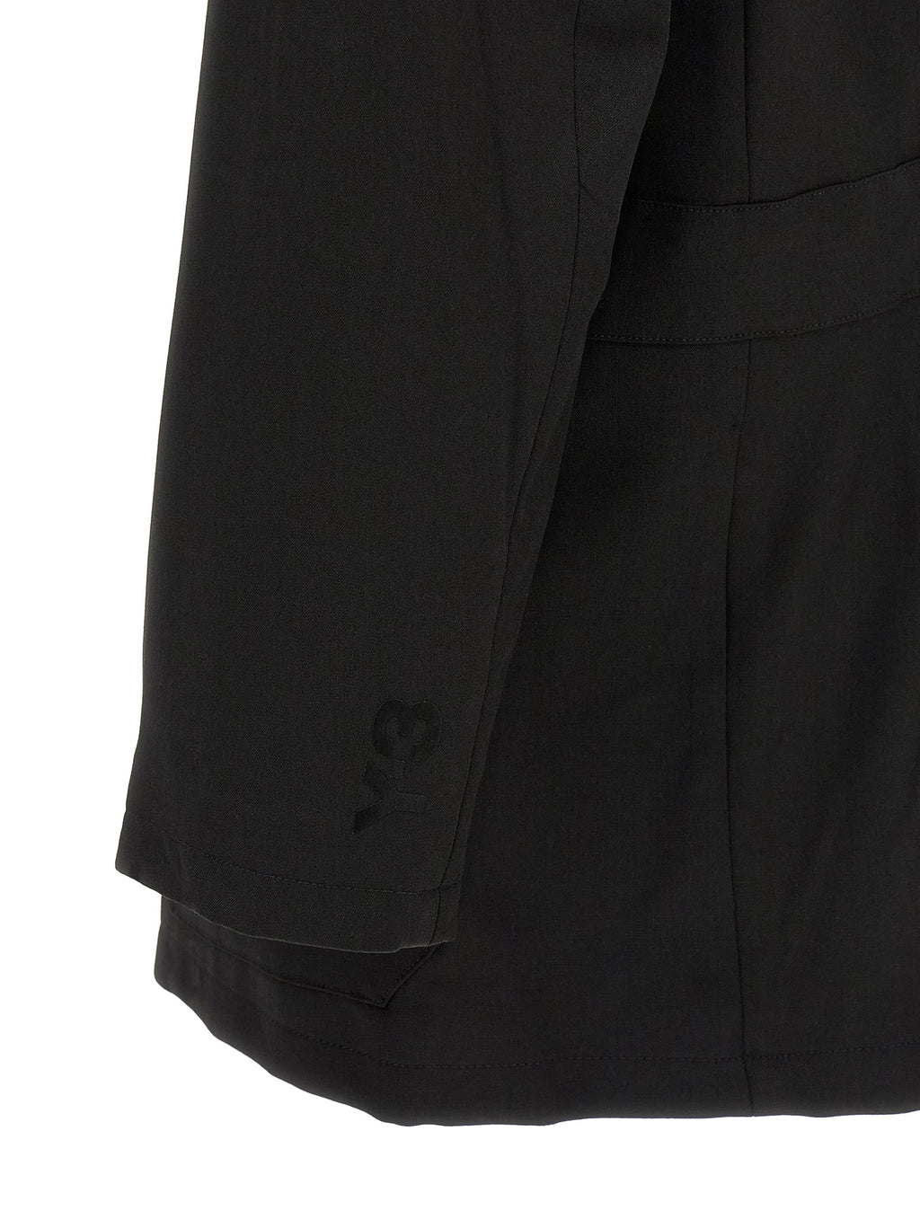 Y-3 Black Wool Full-Length Jacket
