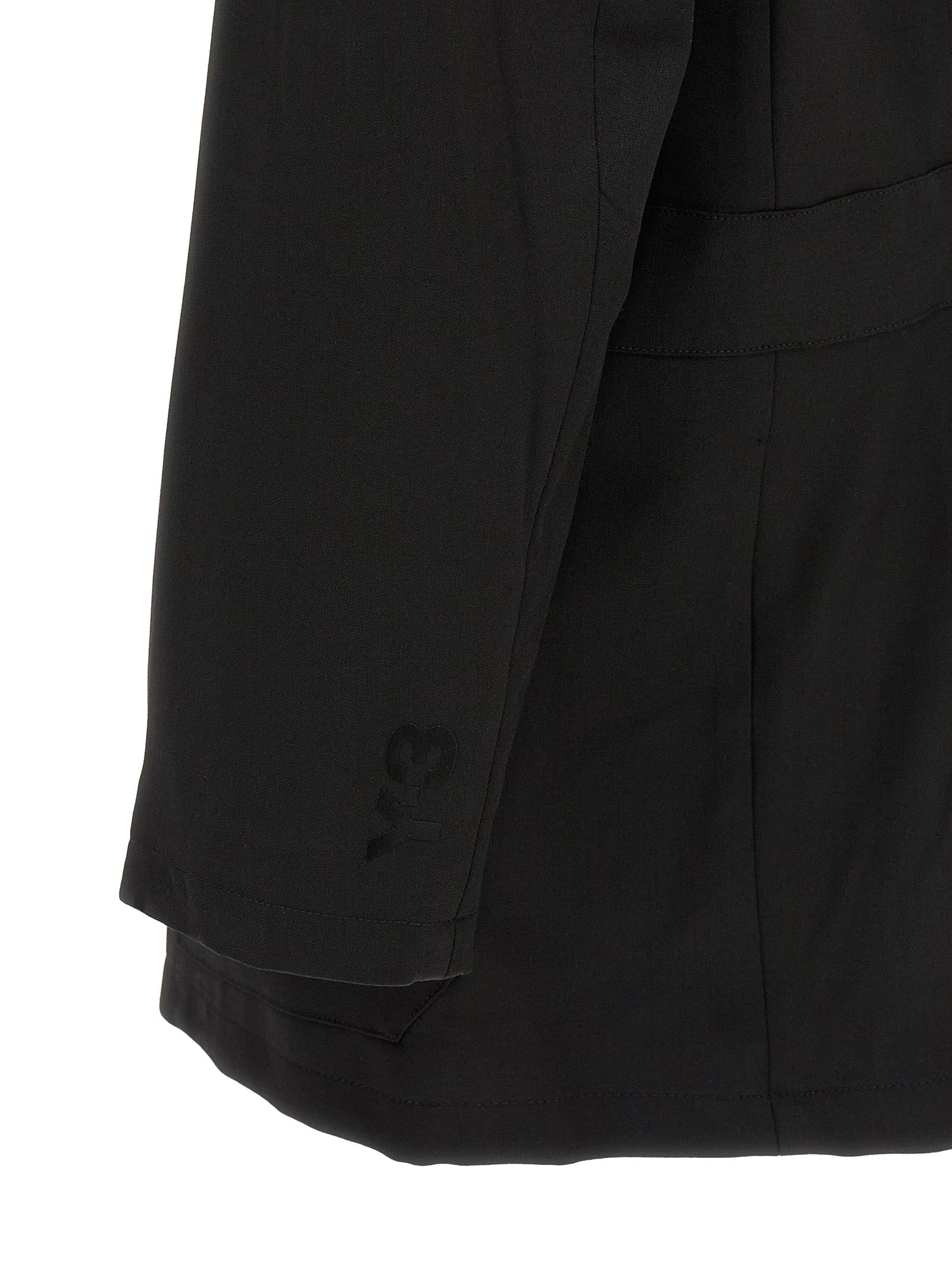 Y-3 Black Wool Full-Length Jacket