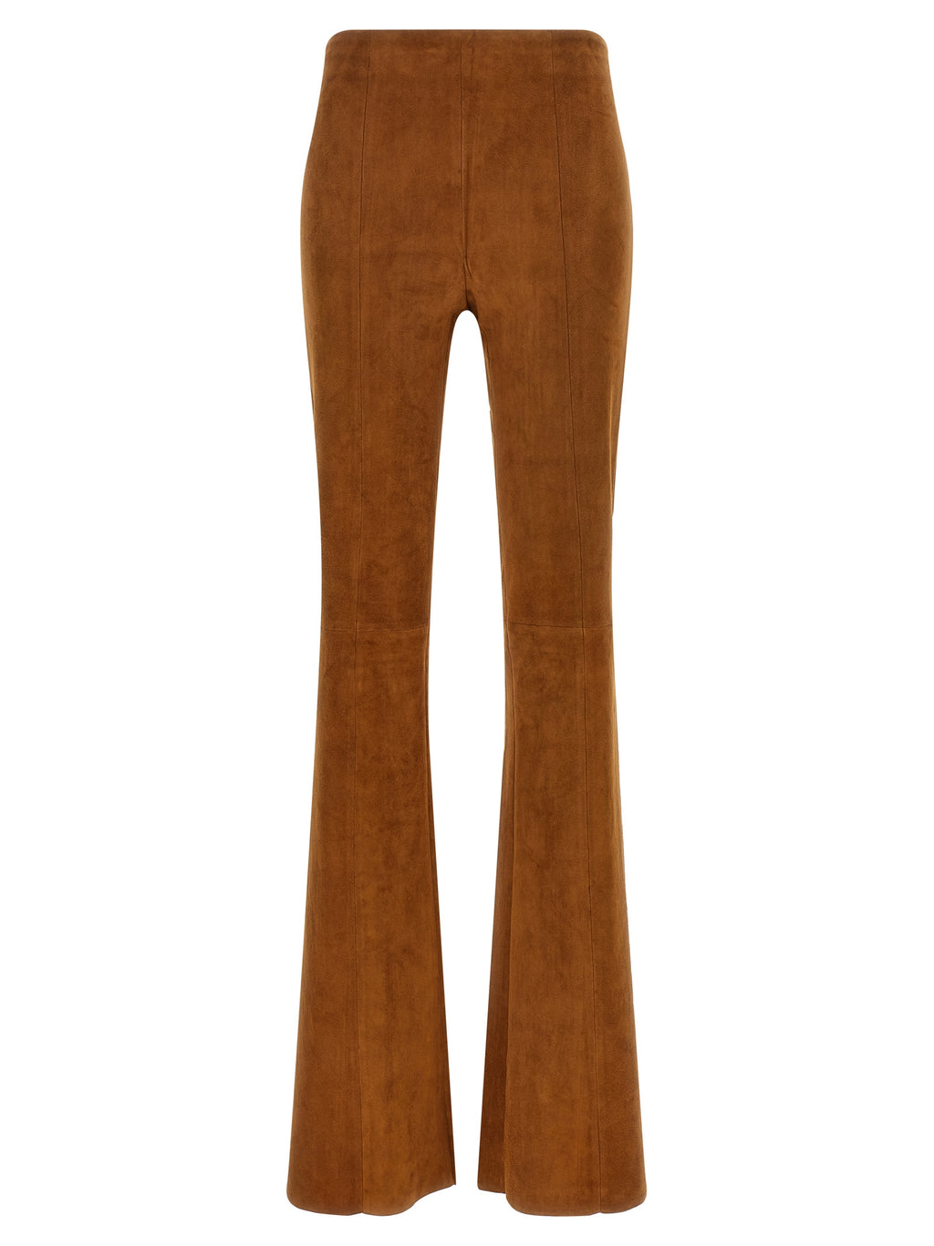 STOULS Brown Lamb Leather Flared Pants