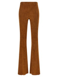 STOULS Brown Lamb Leather Flared Pants