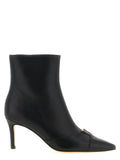 Twinset Black Leather Ankle Boots