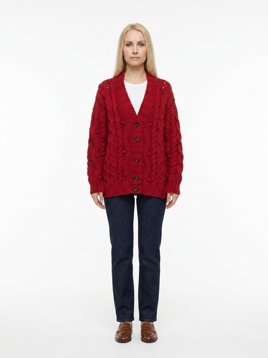 Dolce & Gabbana Bordeaux Wool Open-Knit Cardigan
