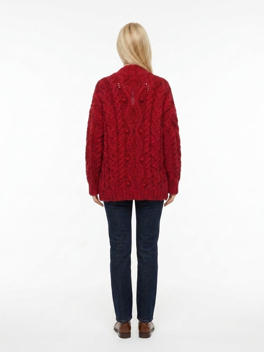 Dolce & Gabbana Bordeaux Wool Open-Knit Cardigan