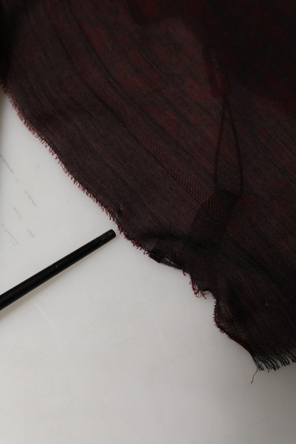 Dolce & Gabbana Dark Red Modal Frayed Edge Lace Stole Scarf