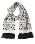 Dolce & Gabbana White Floral Silk Fringed Neck Shawl Scarf