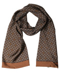 Dolce & Gabbana Brown Geometric Silk Men Neck Shawl Scarf