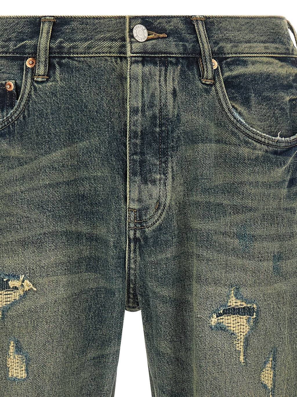 PURPLE Blue Cotton Bootcut Jeans