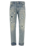 PURPLE Blue Cotton Tapered Jeans