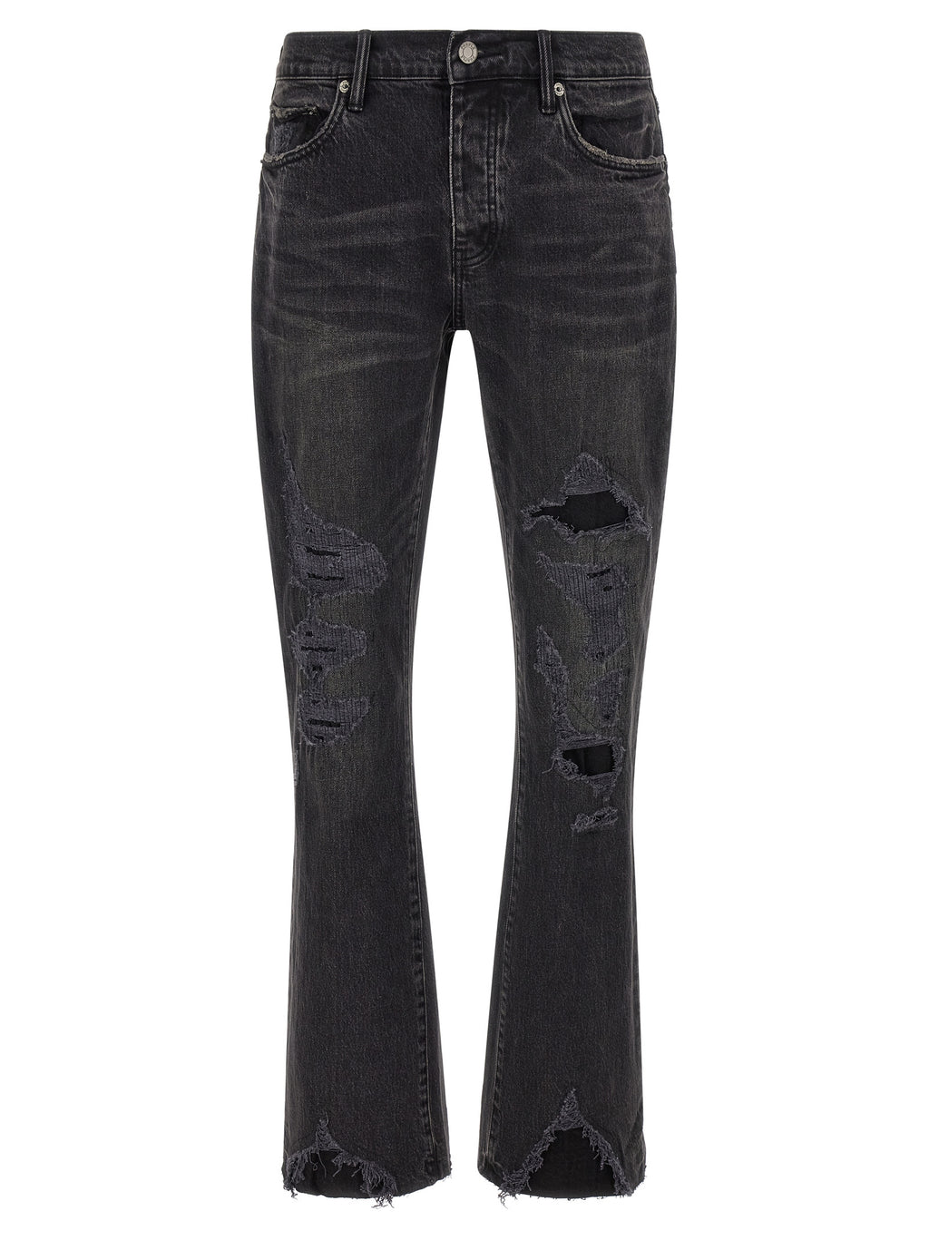 PURPLE Black Cotton Flared Jeans