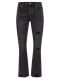 PURPLE Black Cotton Flared Jeans
