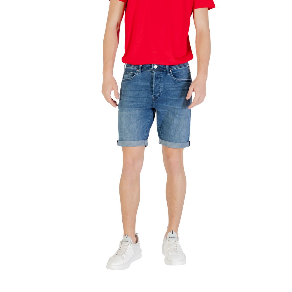 Replay Blue Cotton Bermuda