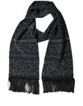 Dolce & Gabbana Blue Floral Silk Fringed Neck Shaw Scarf