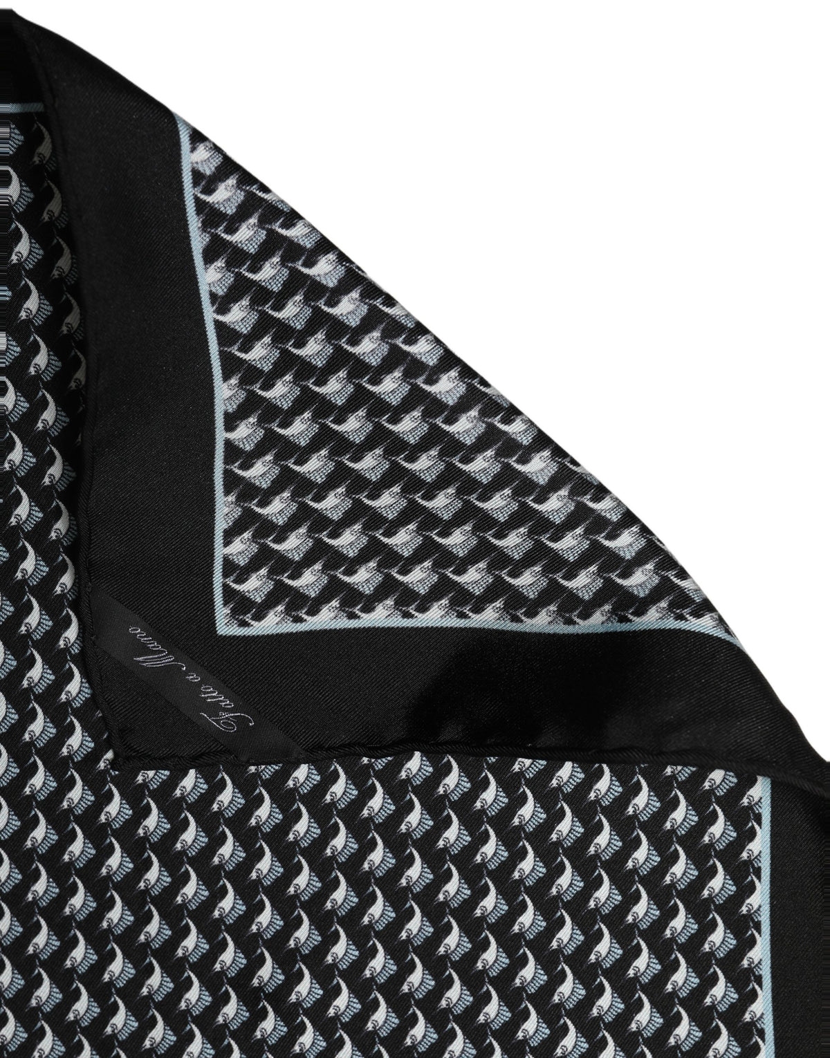 Dolce & Gabbana Black Silk Geometric Handkerchief Pocket Scarf