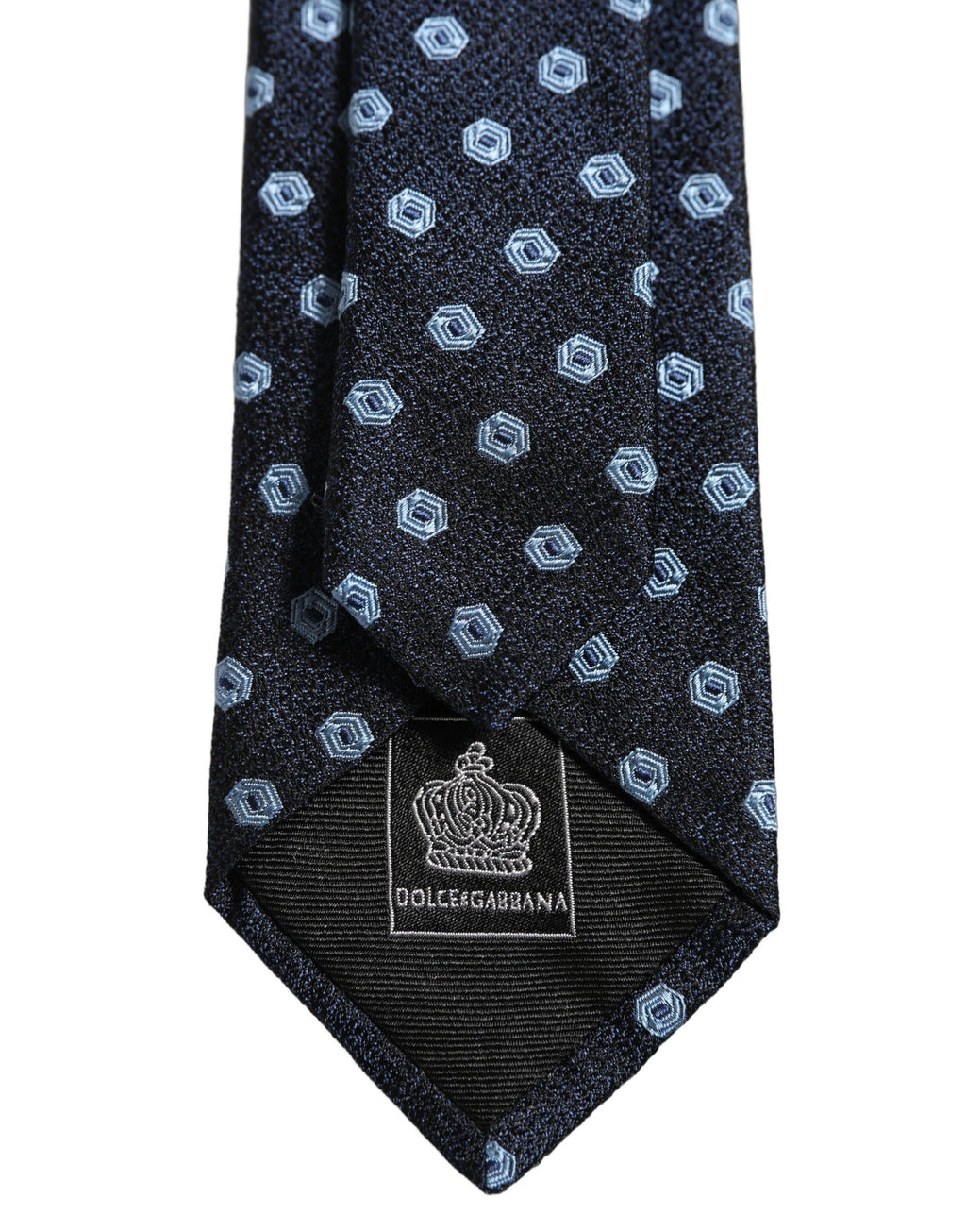 Dolce & Gabbana Men Blue Silk Geometric Adjustable Tied Necktie Tie