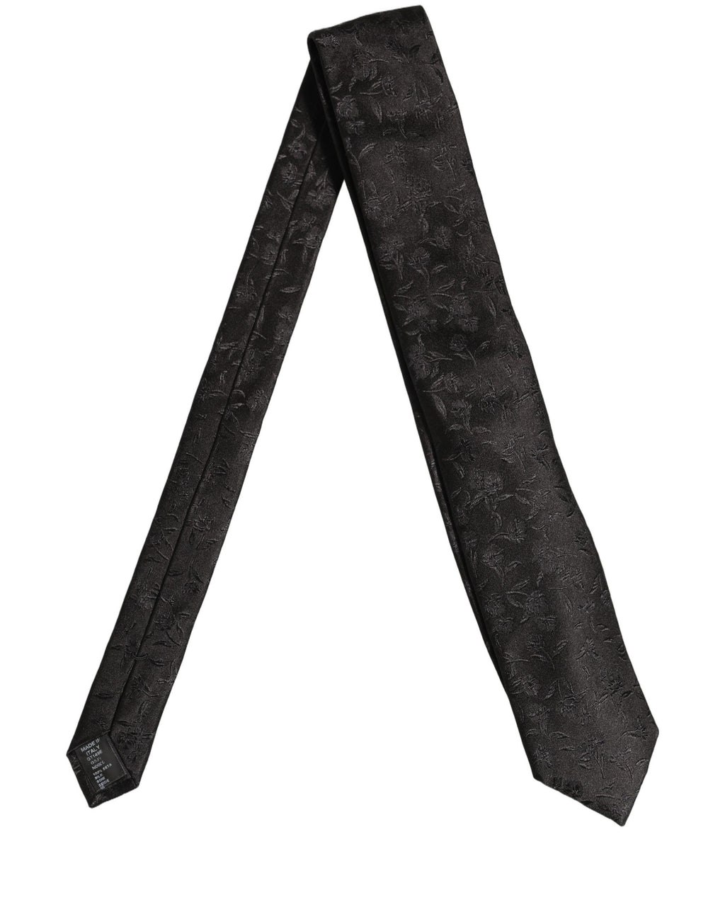 Dolce & Gabbana Black Silk Floral Jacquard Adjustable Tied Necktie Tie