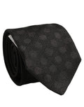 Dolce & Gabbana Black Polka Dot Jacquard Silk Adjustable Tied Necktie Tie