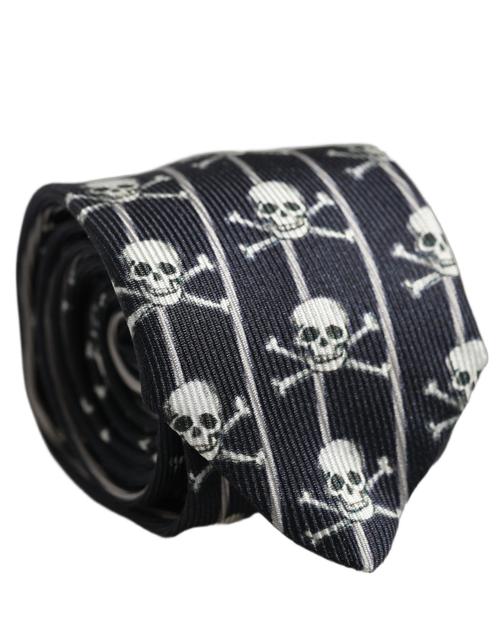 Dolce & Gabbana Men Black Silk Skull Fantasy Adjustable Tied Necktie Tie