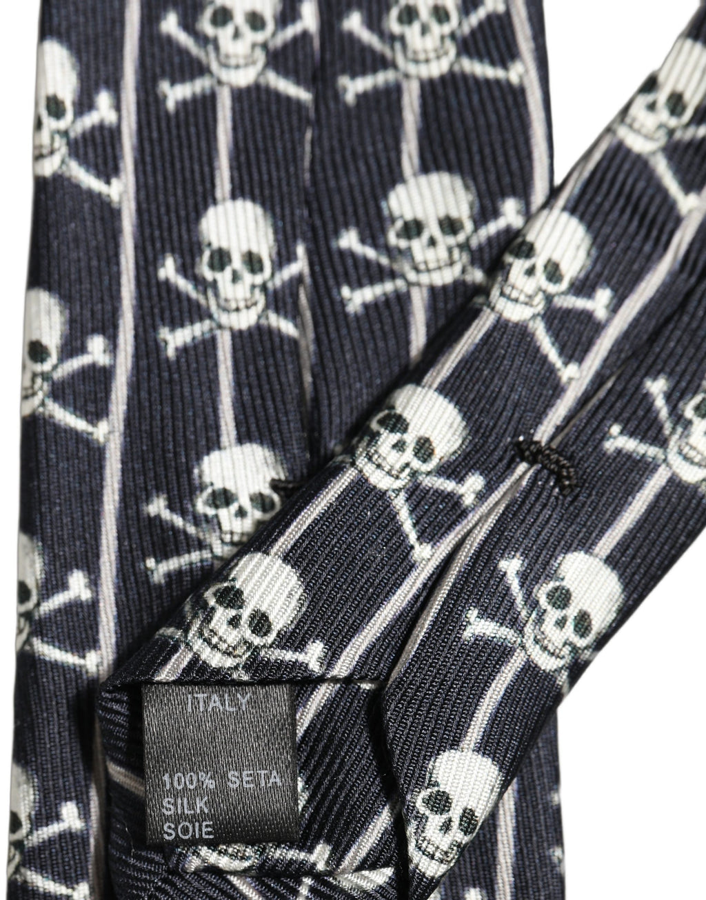 Dolce & Gabbana Men Black Silk Skull Fantasy Adjustable Tied Necktie Tie