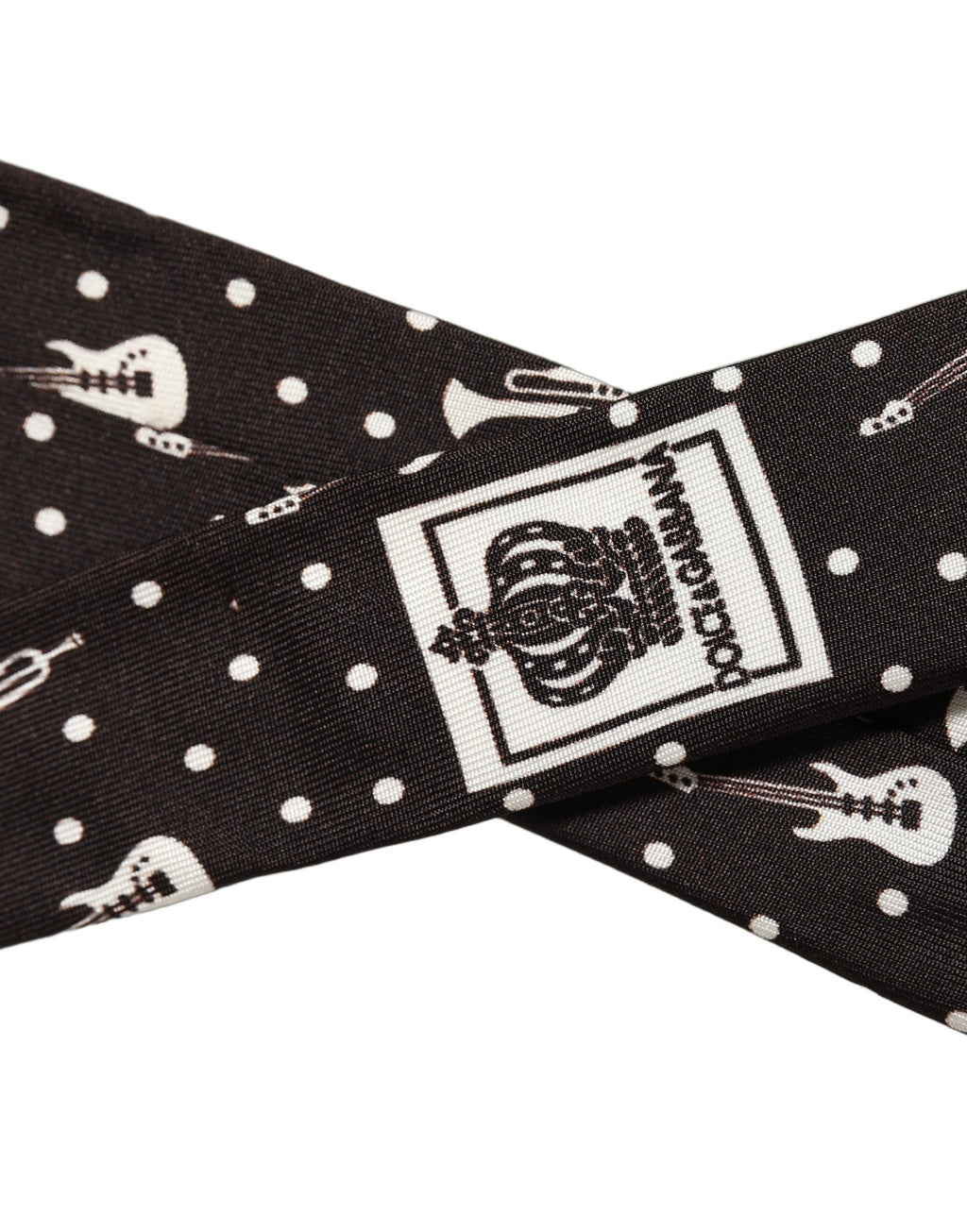 Dolce & Gabbana Black Musical Instrument Silk Adjustable Tied Necktie Tie
