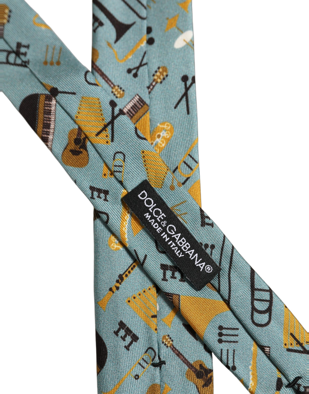 Dolce & Gabbana Light Blue Instruments Adjustable Tied Men Necktie Tie
