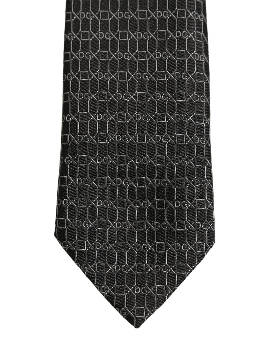 Dolce & Gabbana Dark Gray Silk DG Monogram Adjustable Tied Necktie Tie