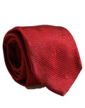 Dolce & Gabbana Red Silk Textured Pattern Adjustable Tied Men Necktie Tie