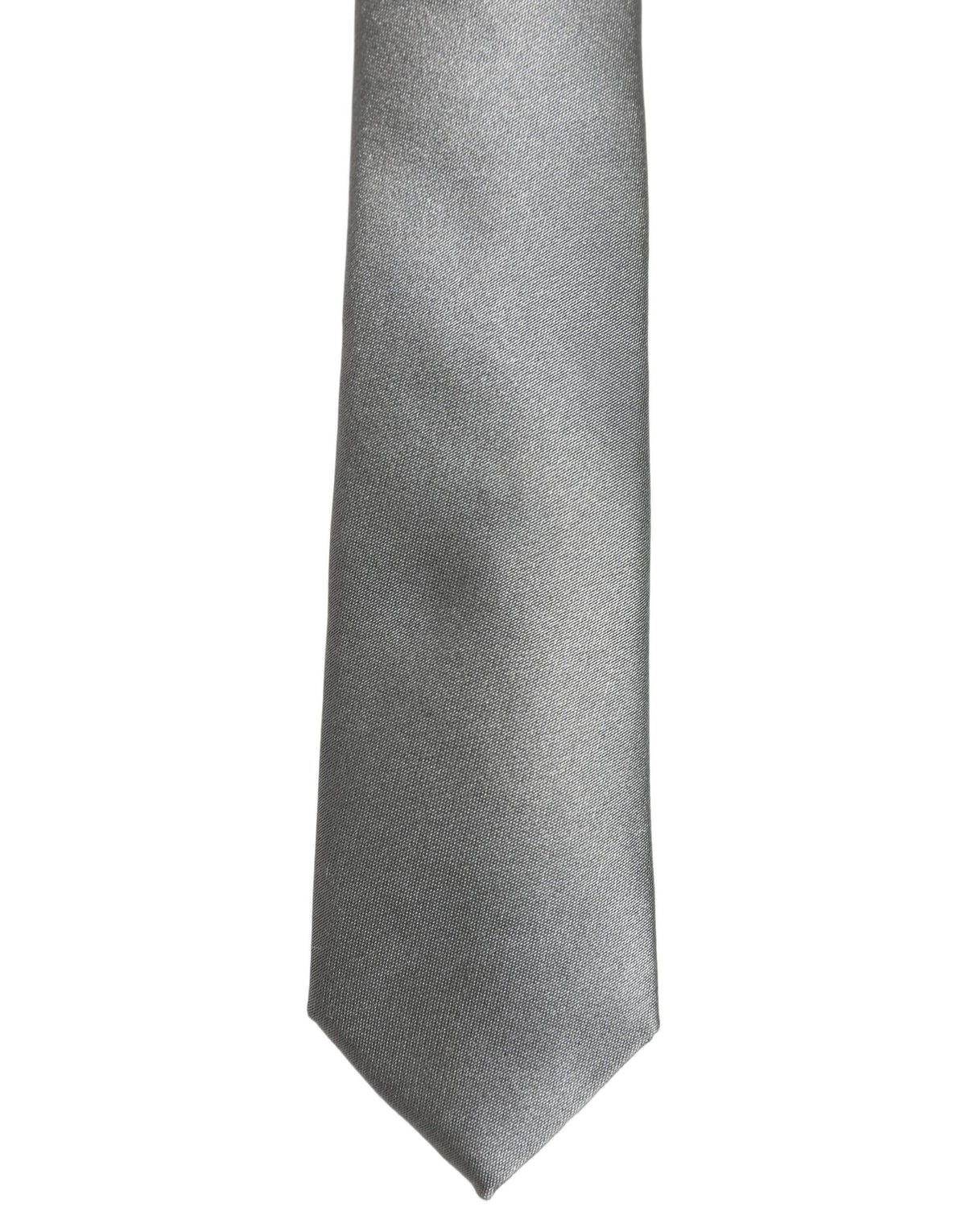Dolce & Gabbana Gray Satin 100% Silk Adjustable Tied Men Necktie Tie