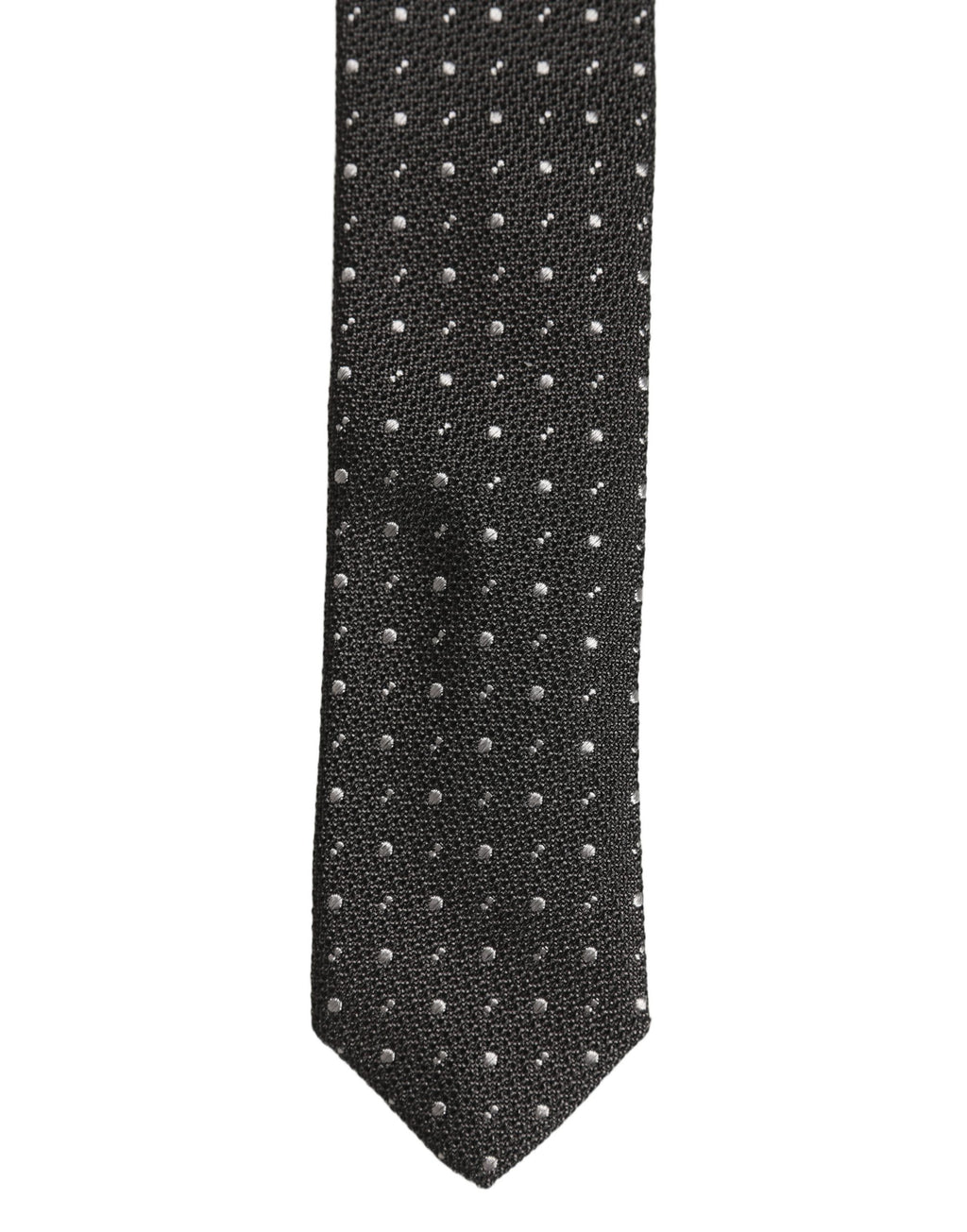 Dolce & Gabbana Dark Gray Polka Dot Silk Adjustable Necktie Accessory Tie