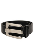 Dolce & Gabbana Black Leather Silver Tone Metal Buckle Belt