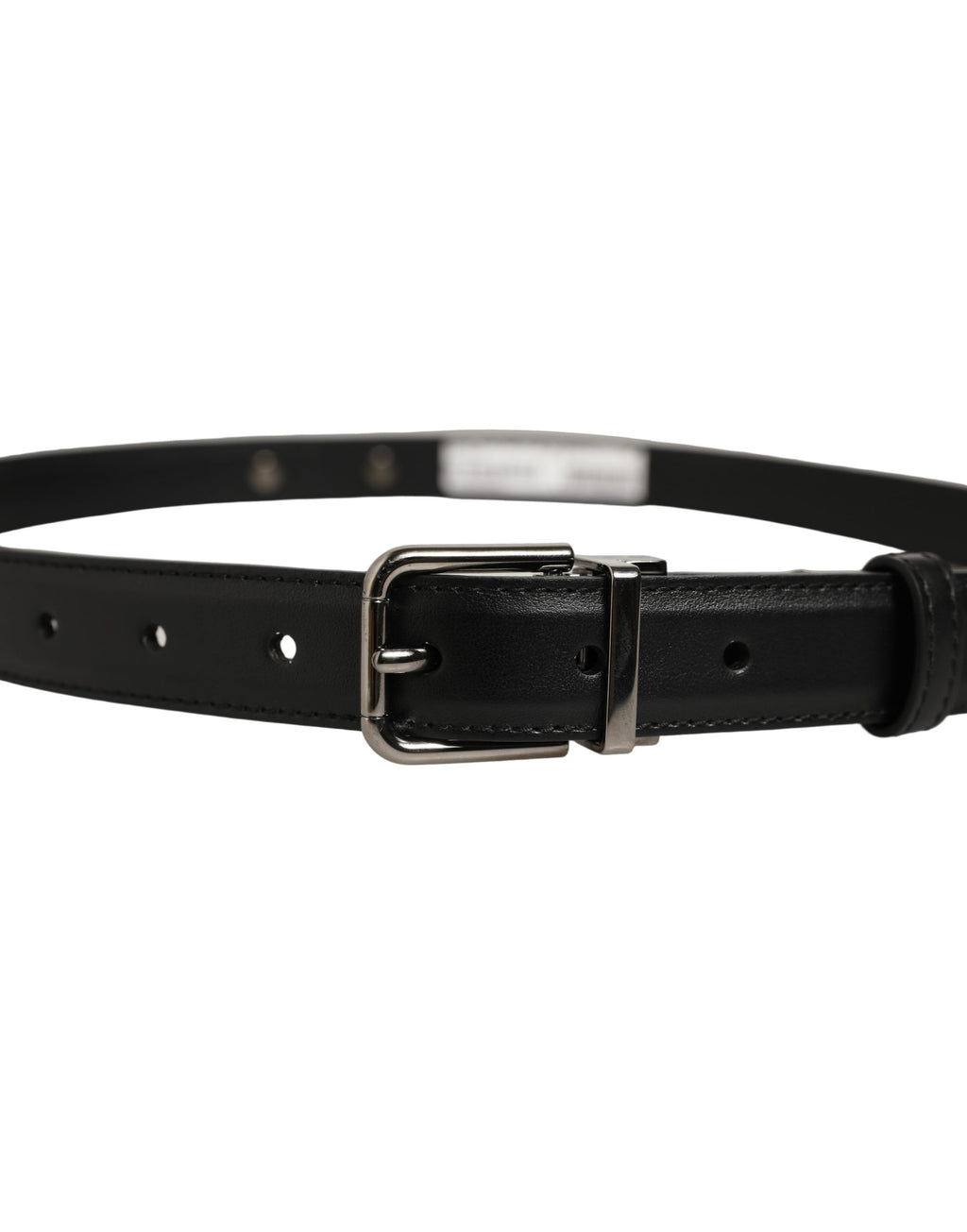 Dolce & Gabbana Black Leather Silver Tone Metal Buckle Belt