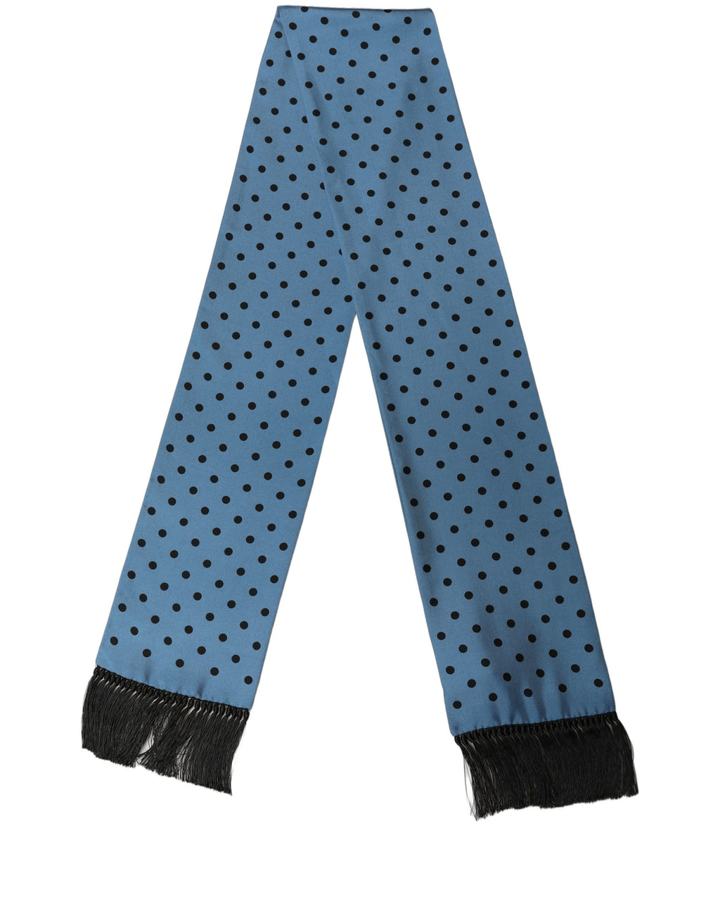 Dolce & Gabbana Blue Polka Dot Silk Fringed Lace Stole Scarf
