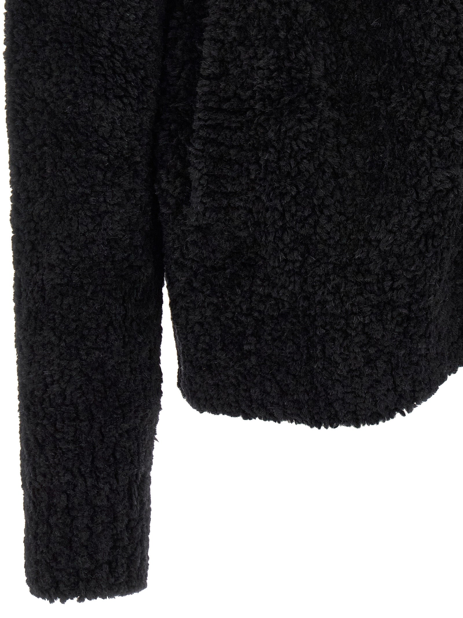 Dolce & Gabbana Black Alpaca Leather Cardigan