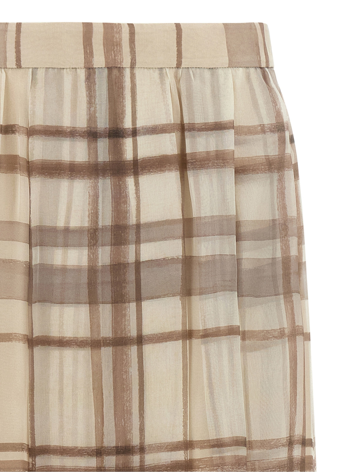 Brunello Cucinelli Beige Silk Midi Skirt