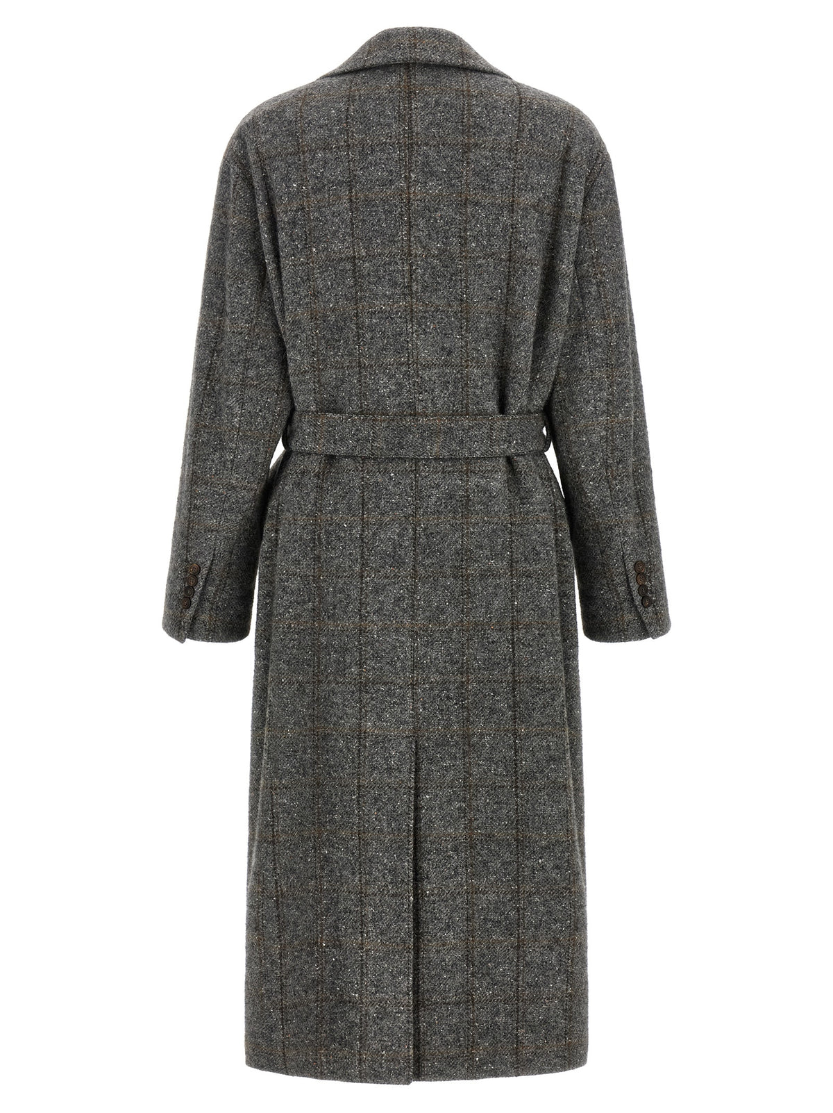 Brunello Cucinelli Gray Alpaca Leather Coat