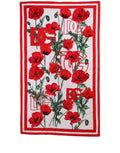 Dolce & Gabbana White Floral Poppy Print DG Logo Beach Towel